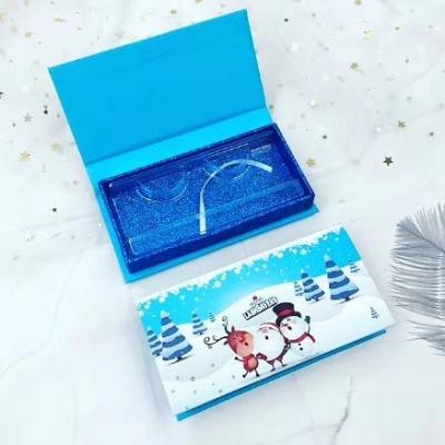 China Christmas Gifts Eyelash Packaging False Eyelashes 3d Fake Mink Eyelashes Packaging Box Lashes Box C-15 for sale