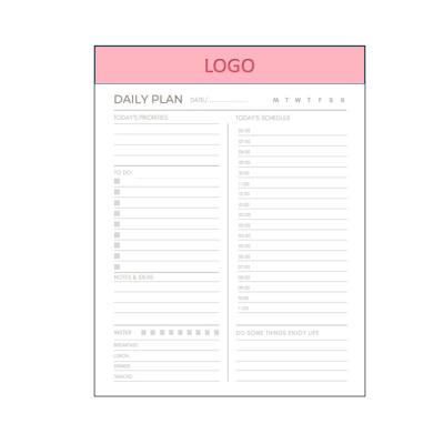 China Custom Blue Daily Memo Pad Logo Notepad Pink Yellow Green Loose Leaf 50 100 Pages Planner Memo Pad for sale