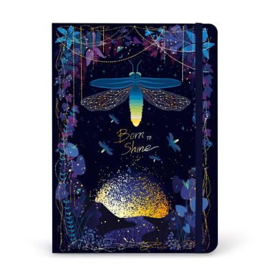 China Custom Rainbow Foil Striped Dotted Notebook Fireflies Journal Hardcover Notebook with Elastic Band for sale