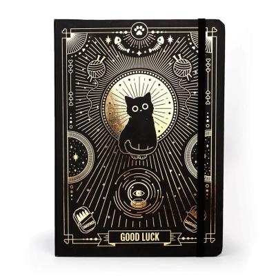 China MS Stationery High Quality Hardcover Good Luck Cat Lined Dotted Journal Gold Foil Custom Luxury Cover Edge Notebook for sale