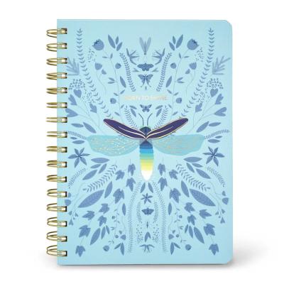 China Fireflies Spiral Flowers Lined Gold Custom Thick Hardcover Spiral Notebook for sale