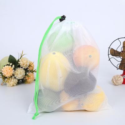 China Rope Handle Custom Printing Mesh Polyester Clear Drawstring Bag For Fruit Storage for sale