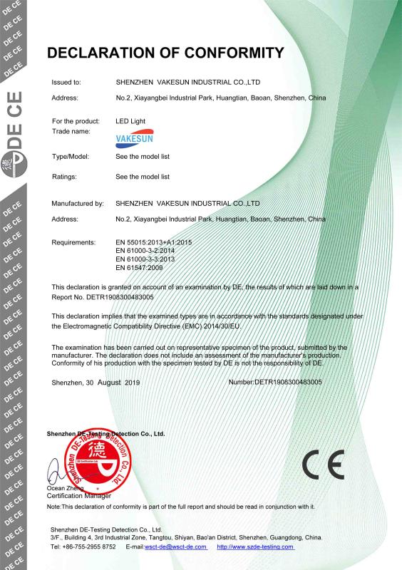 CE - Shenzhen Vakesun Industrial Co., Ltd.