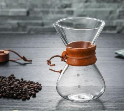 China High Temperature Resistant Glass Coffee Pot 400Ml High Borosilicate Glass Hand Viable Coffee Pot Glass Coffee Pot for sale