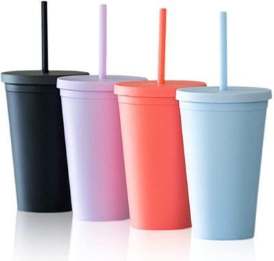 China Stored Drinkware Double Wall Insulated Lean Acrylic Tumblers With Straw And Lid for sale