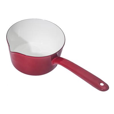 China Single Handle Stocked Pan Pot Enamel Milk Pan Mini Saucepan Butter Warmer Durable Sauce Nonstick Handle for sale