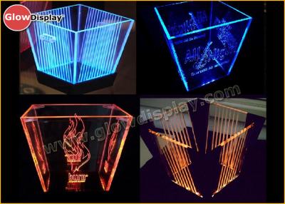 China Bar Square Acrylic Led Ice Buckets / Beer Light Up Ice Bucket for sale