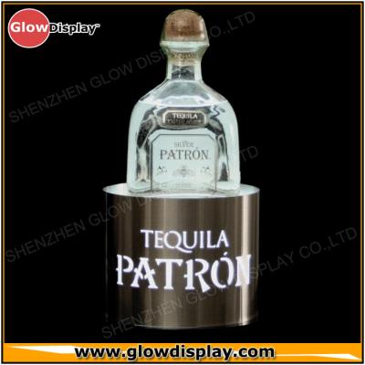 China Customized Liquor Led Bottle Display , Acrylic Mirror And Cutting Wordings Liquor Bottle Shelves for sale