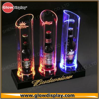 China Customized Acrylic Lighted Liquor Bottle Display Shelf with 3-bottle holder for Bar / Club for sale