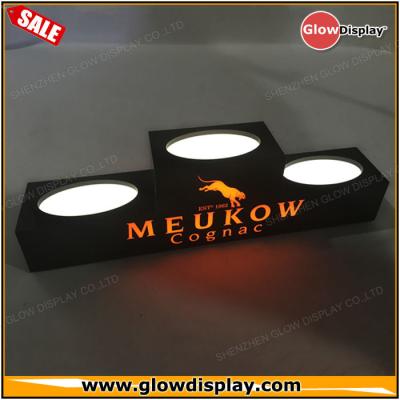 China customized illuminated black acrylic MEUKOW Cognac wine led bottle glorifier for sale