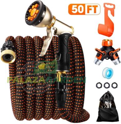 China Adjustable Pop Up and 50ft 100ft Garden Hose and Hose Nozzle Water Spray Gun Set for sale