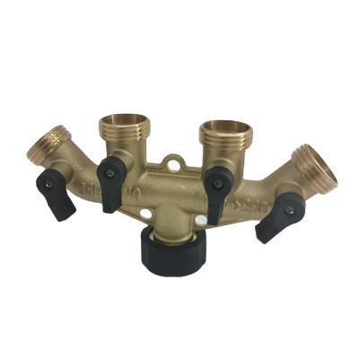 China Brass Water Control 4 Way Hose Splitter 3/4