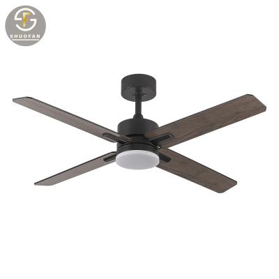 China With Light Black Ceiling Fan Newly Design 110V 220V DC WIFI Smart Dimmable LED Energy Saving Remote Control Decorative Lighting for sale