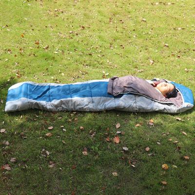 China Blue Lightweight Flannel Sleeping Bag Semi Rectangular Backpacking Sleeping Bag For Adults for sale