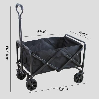 China Rubber Wheels Folding Wagon Multipurpose Collapsible Hand Truck Black for sale