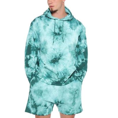 China 2022 Antibacterial OEM Wholesale Service Men's Tie Dye Hoodies Shorts Tracksuits Causal Knitted Set Oversized for sale