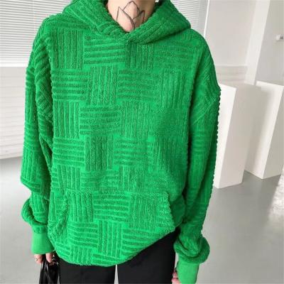 China Anti-pilling 2022 New Design Unisex Oversized Hoodies Terry Towel Green Casual All Over Pattern Hoodies Men's Toweling Hoodies for sale