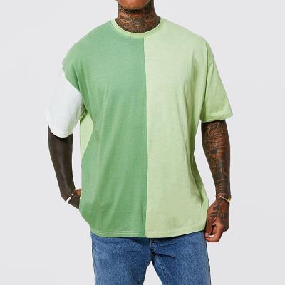 China 2022 Hot Selling Men's Fashion Oversize Street T-shirt Casual Loose Cotton Tops Men's Colorblock T-shirt Anti-pilling T-shirt for sale