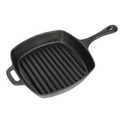 China Easily Assembled Cast Iron Grill Pan , Enamel Coating BBQ Pan , Square-shape Grill Pan for sale