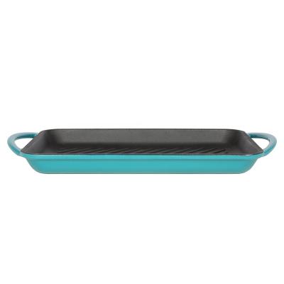 China Easily Clean Rectangle Cast Iron Enamel Casserole Nonstick Grill Pan for sale