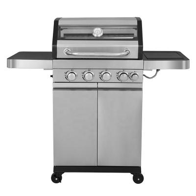 China Easily Assembled Custom Gas Grills With Temperature Control , 4 Burner+1 Side Gas BBQ Grill With Cabinets Bowls Stainless Steel for sale