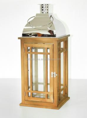 China Morden Large Rustic Metal Wood Lantern for sale