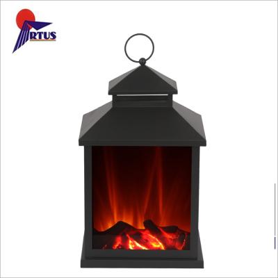 China 2018 Colors Of Light Colors Candle Holder Garden Black LED Fireplace Lantern Flickering Natural Wooden Decoration for sale