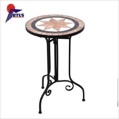 China Mosaic Table High Quality Durable Using Various Modern Outdoor Furniture Folding Brown Round Mosaic Table for sale