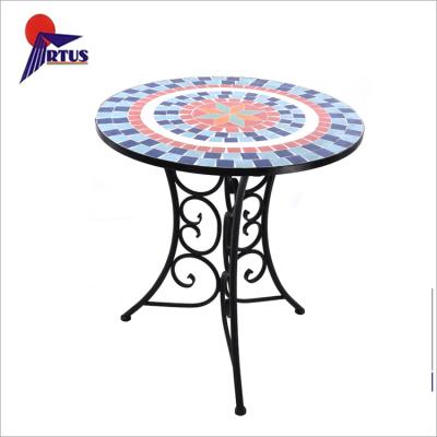 China Premium Quality Cheap Fancy Mosaic Table Garden Furniture Ceramic Round Mosaic Outdoor Dining Table for sale