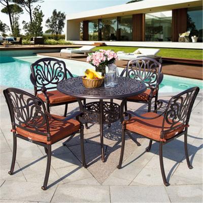 China High Quality Home Casual Outdoor Patio Chair Garden Patio Cast Aluminum Alibaba Metal Furniture Dining Room Table Chair for sale