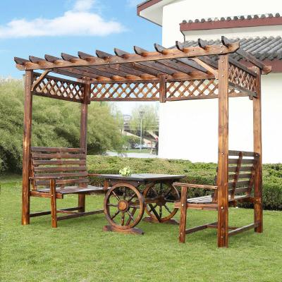 China Outdoor Garden Furniture Tree Stand Furniture Wood Table Stand Wooden Dining Table Chair Set Wooden Dining Coffee Table Sets for sale