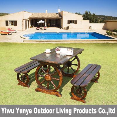 China Outdoor Wood Furniture Garden Patio Dining Set Garden Table Wood Solid Charred Wood Outdoor Table Outdoor Wooden Table Set for sale