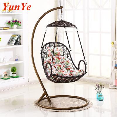 China Super Comfortable Indoor Outdoor Patio Bedroom Outdoor Garden Furniture White Red Egg Shaped Swing Chair Egg Swing Rattan Metal Cushions for sale