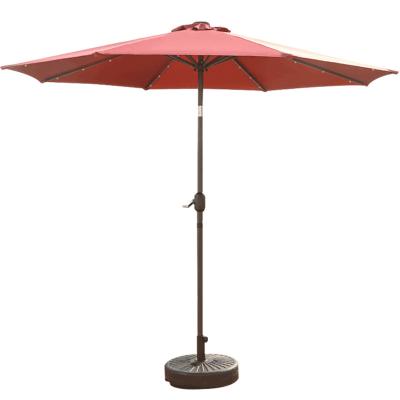 China Patio\Garden\Outdoor Solar Umbrella\Hotel\Beach With LED Light Eight Pole Ribs Sun Umbrella Aluminum Rainproof Beach Straight Umbrella for sale