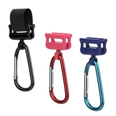 China Aluminum+ABS Universal Hanger Hangs Trolley Aluminum Rotating Baby Stroller Hook Buggy Clips Pram Hook For Stroller Accessories for sale