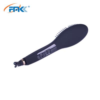 China Dongguan FMK Compact OEM Customized Logo Wholesale Price Hair Brush With LCD Show Ceramic Coated Electric Hair Straightening Brush for sale