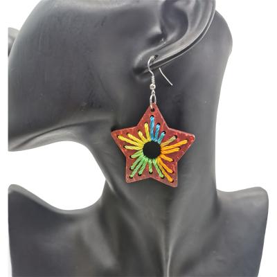 China New Vintage Fashion Earrings Color Handmade Retro Star Pentagon Geometric Irregular Jewelry Dangle Women's Earrings for sale