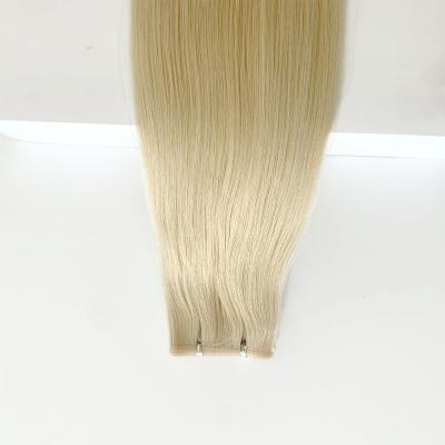 China 12A Rectas de tejido plano Remy extensiones de cabello sin costura cutícula alineada PU tejido de la piel ideal en venta