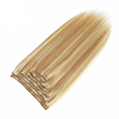 China Cabello Superior 20 pulgadas de color claro Remy Clip Ins de cabello humano Extensiones Vendedor Dyeable en venta