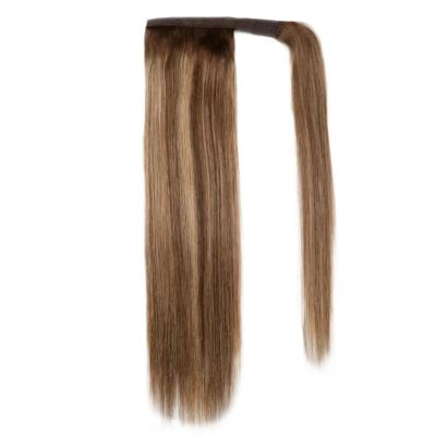 China Human Hair Clip in Ponytail Extensions with No Shedding Long Straight Wrap Around for sale