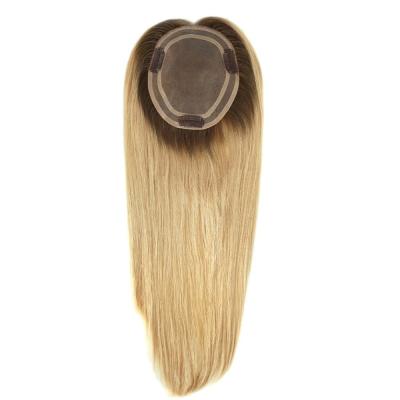 China 16 Inch Russian European Hair Blonde Highlight Women Mono Topper with Initial Payment for sale