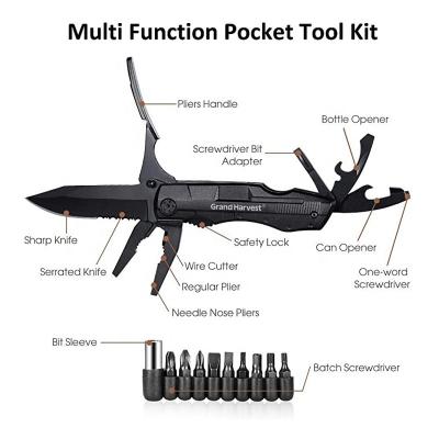 China Hot Selling Black Coating MULTI FUNCTIONAL Folding Multi Tool Pliers Knife With Screwdrivers for sale