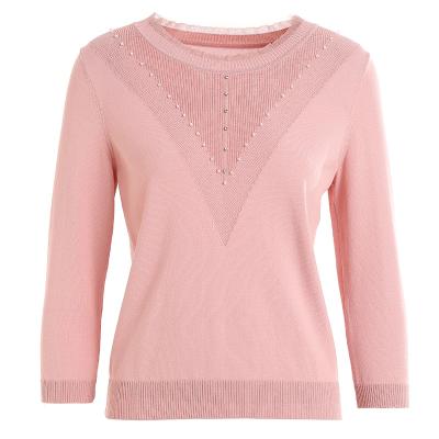 China Anti-wrinkle Gowani casual top beaded elegant knitted blouse for sale