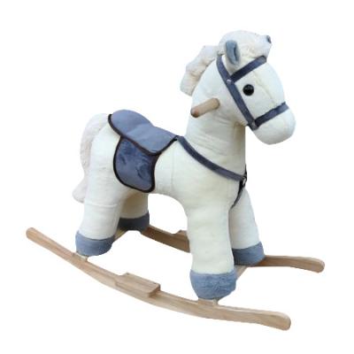 China Ride On Toy Beige Colored Plush Rocking Horse With Realistic Horse Sound And Galloping Sound And 100% Polyester Stuffing for sale