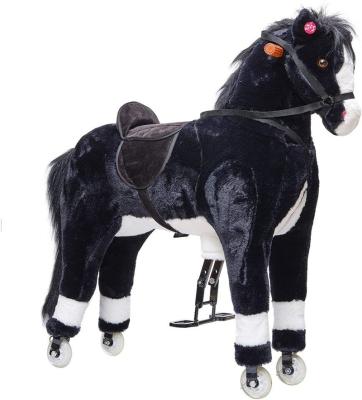 China Ride On Mechanical Toy Black Color Plush Walking Horse for sale