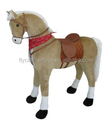 China Ride On Toy Hot Sales Item Beige Colored Standing Horse With Cowboy Song for sale