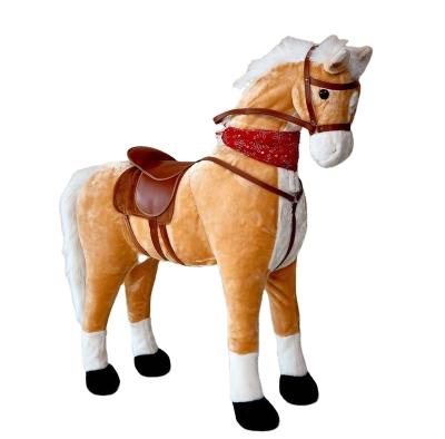 China Ride on Toy Riesenpferd schwarz/weisse Mahne GIANT, light brown colored plush standing horse for sale