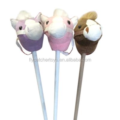 China 2017 NEW 75CM CUSTOMIZED ECO-FRIENDLY CHINA WHOLESALE BABY PLUSH HOBBY ANIMAL HORSE HEAD ON STICK WITH MUSIC GALOP SOUND for sale