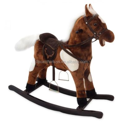 China Ride On Toy ICTI Audit Fashion New FL090-EU MIX Color Plush Rocking Horse With Embroidery Saddle for sale