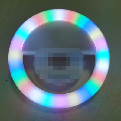 China Mini Hot Portable Mobile Flashes Lights Mini Ring Clip RGB Color Change 18 Modes LED Selfie Neon Tiktok Ring Light for Flowing for sale